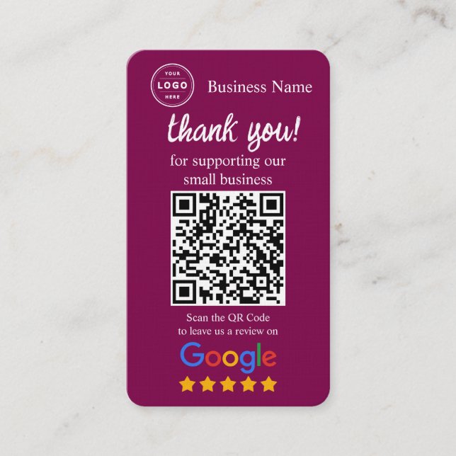 Google Review Request Card with QR code (Front)