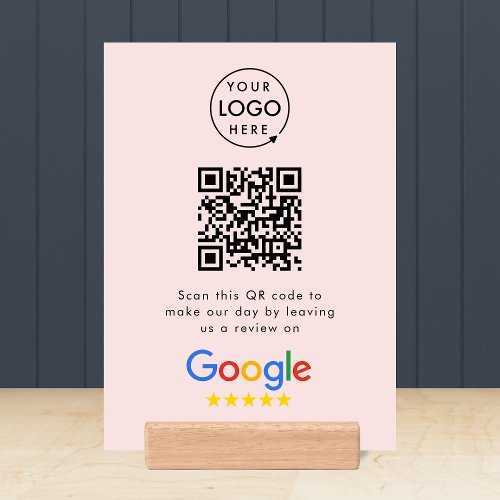 Google Review Request  QR Code Business Logo Pink Holder