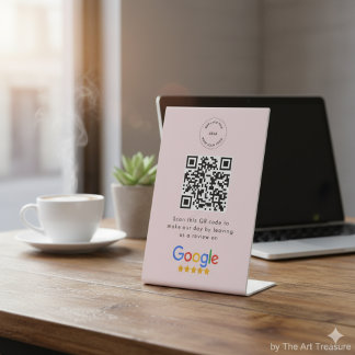 Google Review Request | QR Code Business Logo Pink Pedestal Sign