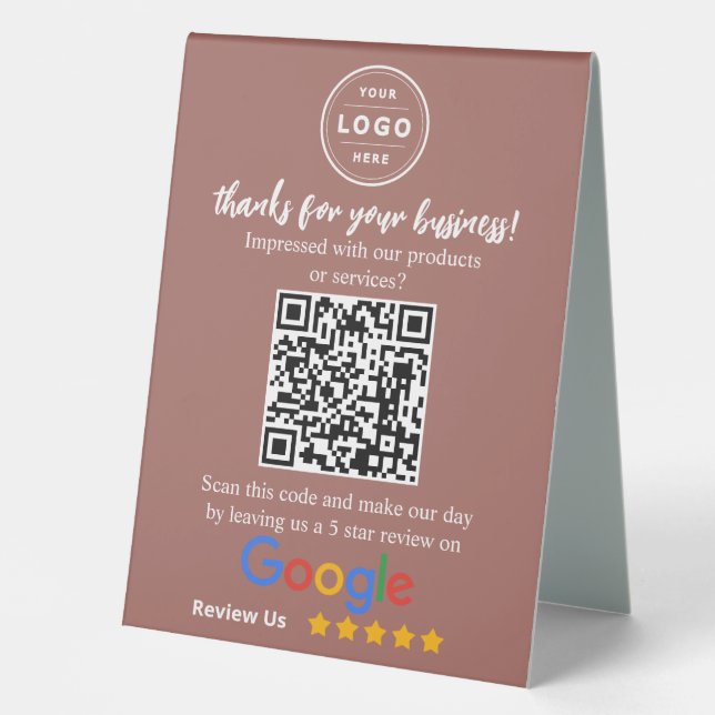 Google Review Request Table Top Feedback Signage Tent (Front)