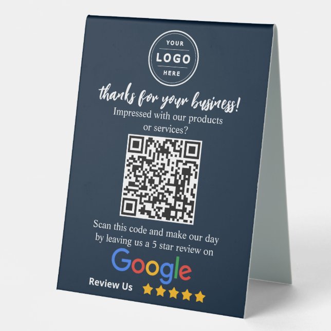 Google Review Request Table Top Feedback Signage Tent (Front)