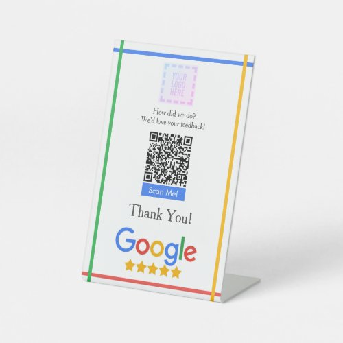Google Review Stand with QR Code Link Pedestal Sign