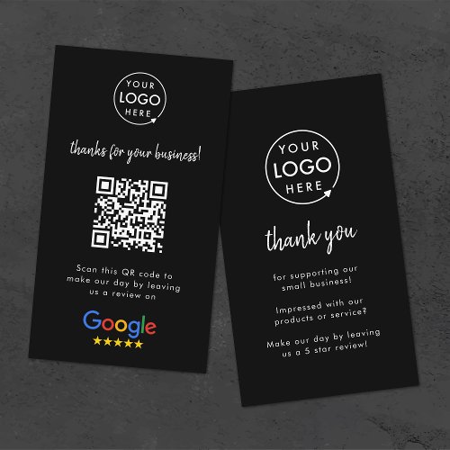 Google Review us Black Business Thank You QR Code Business Card