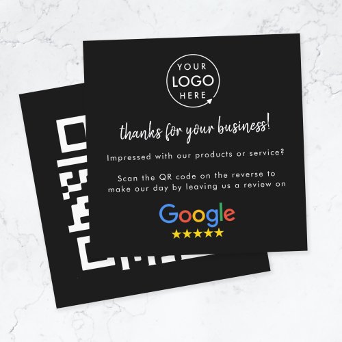 Google Review us Black Business Thank You QR Code Square Business Card