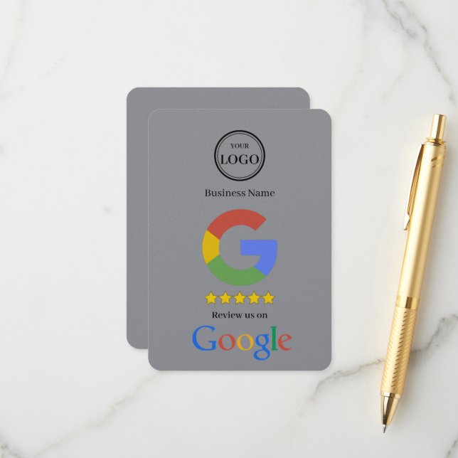 Google Review With QR Code Link Business Card (Front/Back In Situ)