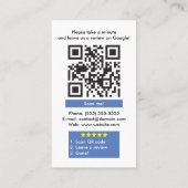 Google Review With QR Code Link Business Card (Back)