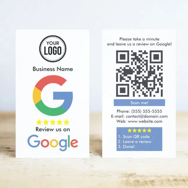 Google Review With QR Code Link Business Card | Zazzle