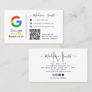 Google Review With QR Code Link Business Card