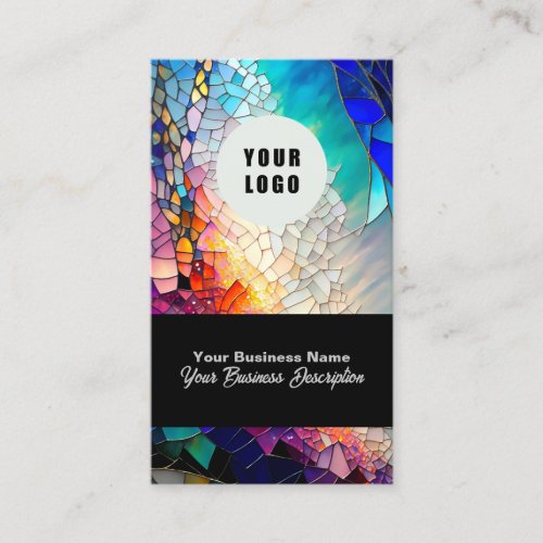 Google Review With QR Code Link Stained Glass Business Card