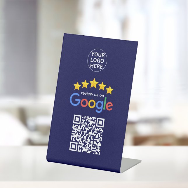 Google Reviews 5 Star Qr Code Navy Blue Business Pedestal Sign (Creator Uploaded)