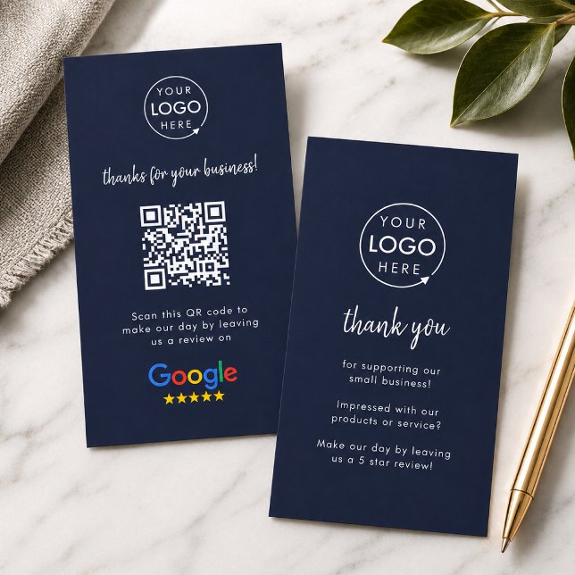 Google Reviews Business Card | QR Code Review Link (Google Review interactive QR code business card branded with your company logo.)