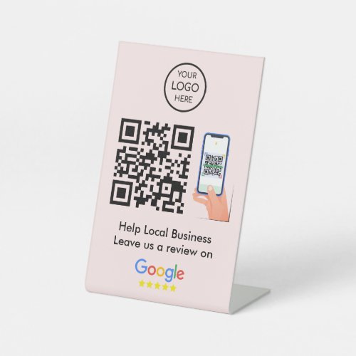 Google Reviews  Business Feedback Pink QR Code Pedestal Sign