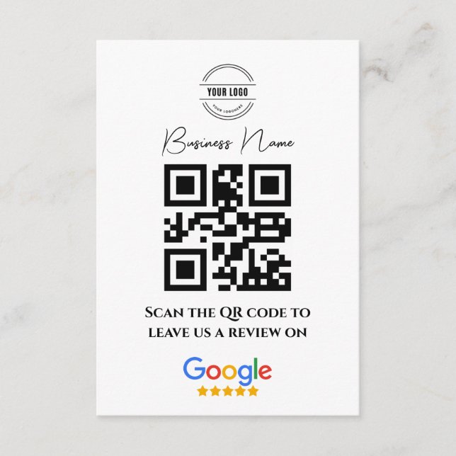 Google Reviews Business Rating Link QR Code Black  Enclosure Card (Front)