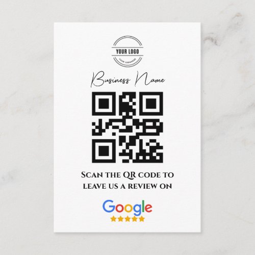 Google Reviews Business Rating Link QR Code Black  Enclosure Card