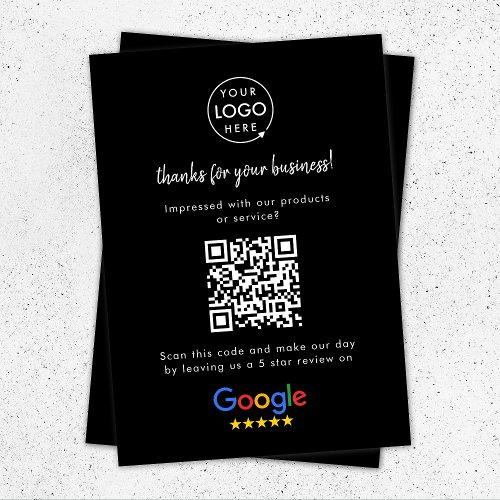 Google Reviews Business Rating Link QR Code Black Enclosure Card