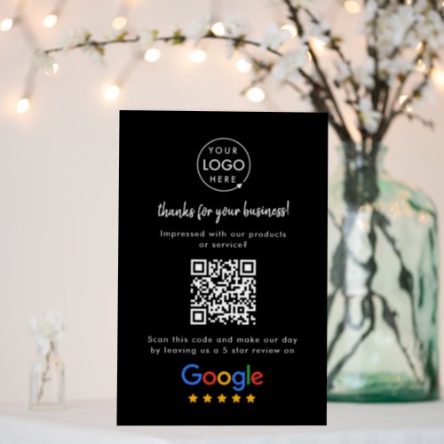 Google Reviews Business Rating Link QR Code Black Foam Board