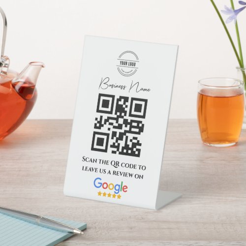 Google Reviews Business Rating Link QR Code Black  Pedestal Sign