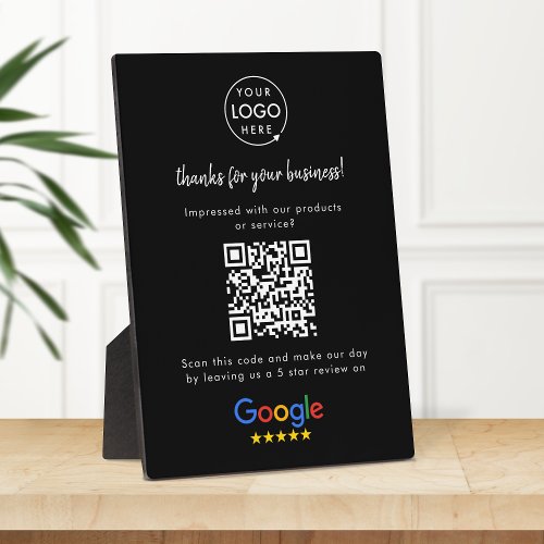 Google Reviews Business Rating Link QR Code Black Plaque