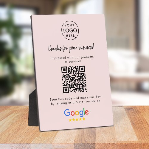 Google Reviews  Business Rating Request Pink QR Plaque