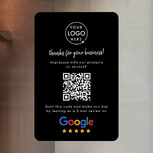 Google Reviews Business Review Link QR Code Black Window Cling