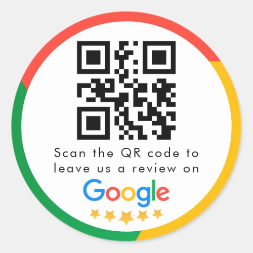 Google Reviews  Business Review Link QR Code Classic Round Sticker