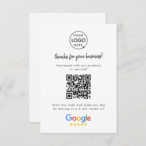 Google Reviews Business Review Link QR Code Enclosure Card Zazzle