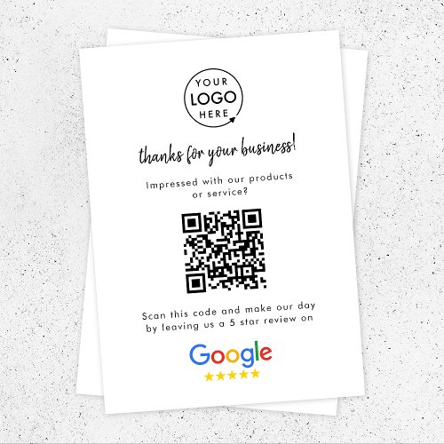 Google Reviews  Business Review Link QR Code Enclosure Card