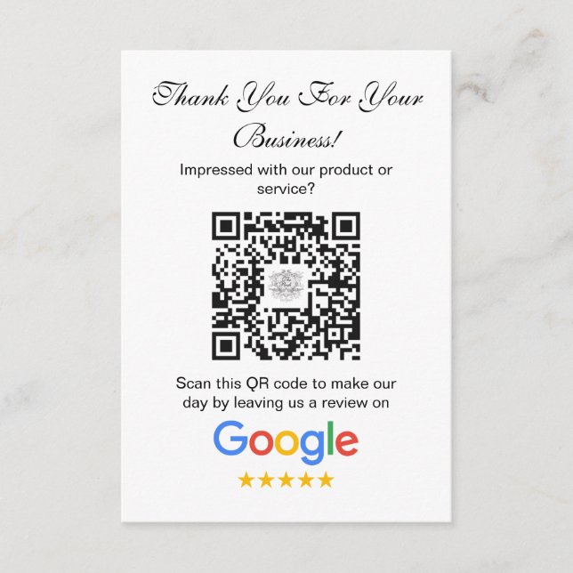 Google Reviews | Business Review Link QR Code Enclosure Card (Front)