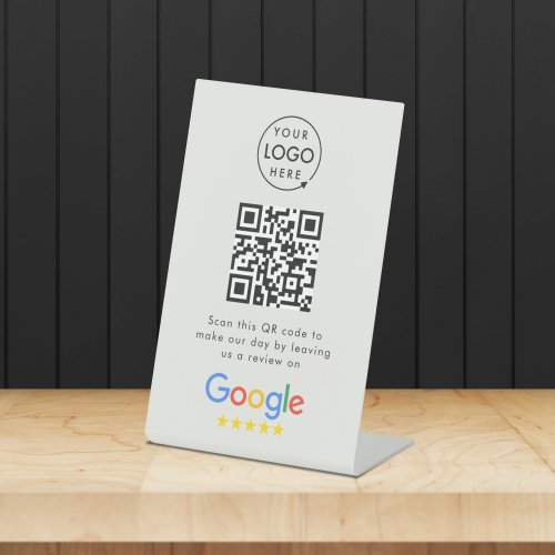Google Reviews  Business Review Link QR Code Gray Pedestal Sign