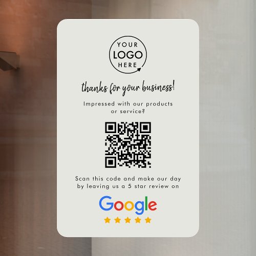 Google Reviews  Business Review Link QR Code Gray Window Cling