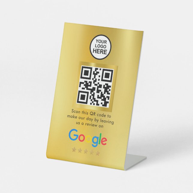 Google Reviews | Business Review Link QR Code Pede Pedestal Sign (Front)
