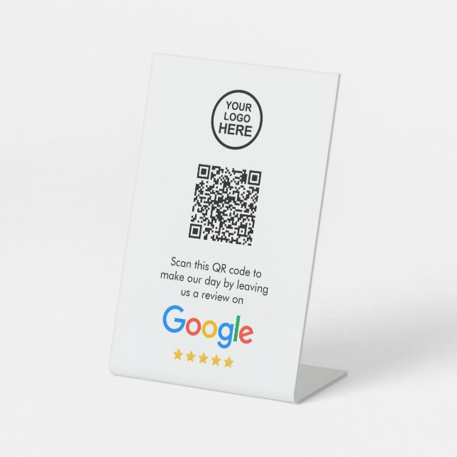Google Reviews | Business Review Link QR Code Pedestal Sign (Front)