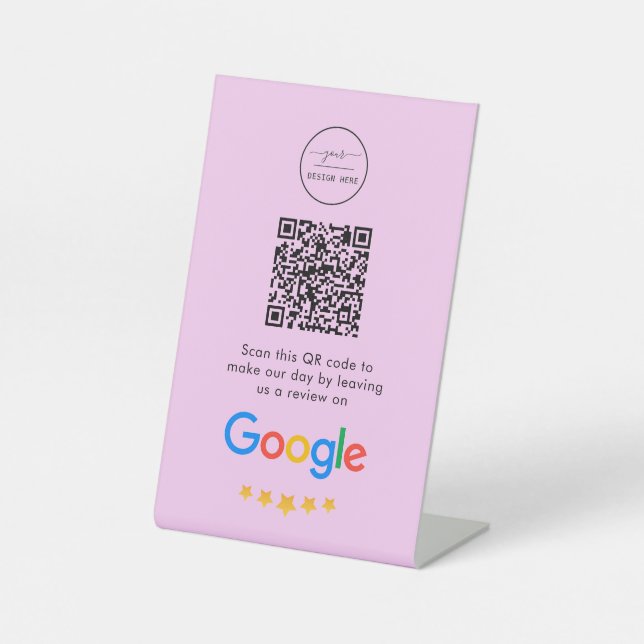 Google Reviews | Business Review Link QR Code Pedestal Sign (Front)