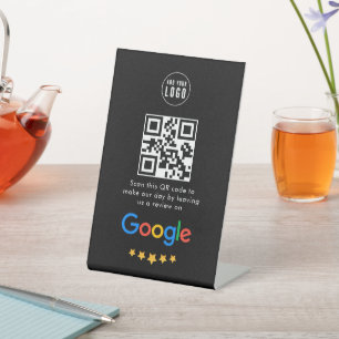 Google Reviews   Business Review Link QR Code Pedestal Sign