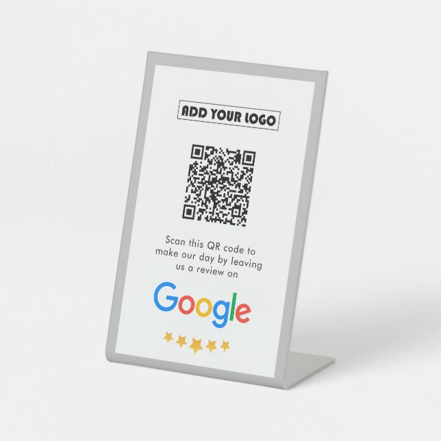 Google Reviews | Business Review Link QR Code Pedestal Sign (Front)
