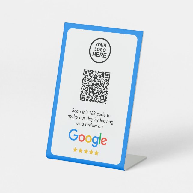 Google Reviews | Business Review Link QR Code Pedestal Sign (Front)