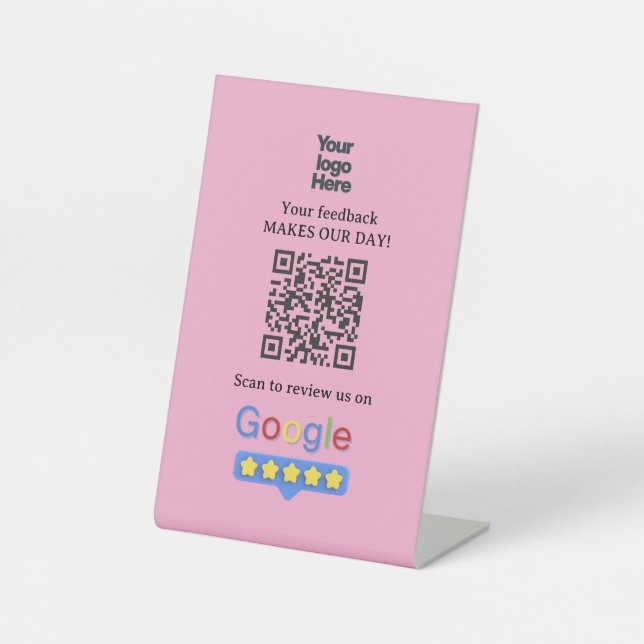 Google Reviews | Business Review Link QR Code Pedestal Sign (Front)
