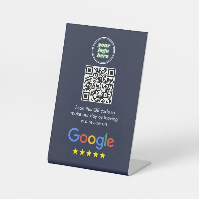 Google Reviews | Business Review Link QR Code Pedestal Sign (Front)