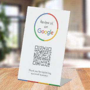 Google Reviews Business Review Link QR Code Pedestal Sign