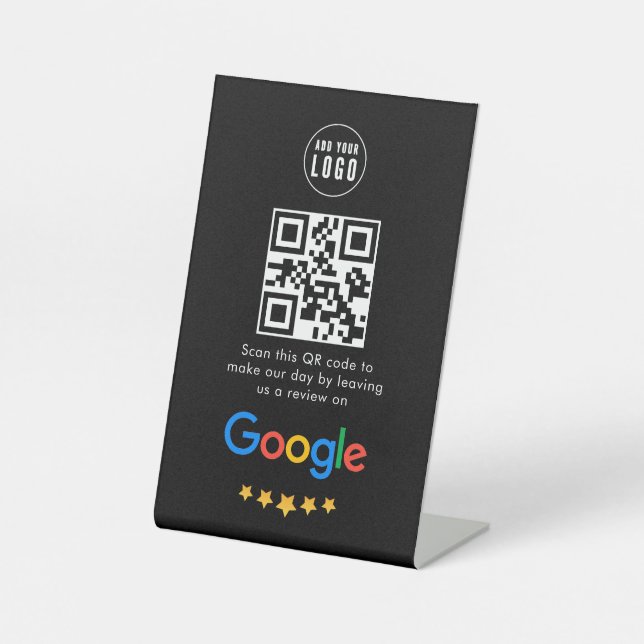 Google Reviews | Business Review Link QR Code Pedestal Sign (Front)