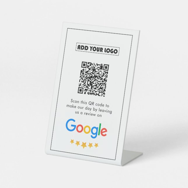 Google Reviews | Business Review Link QR Code Pedestal Sign (Front)