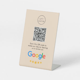 Google Reviews   Business Review Link QR Code Pedestal Sign