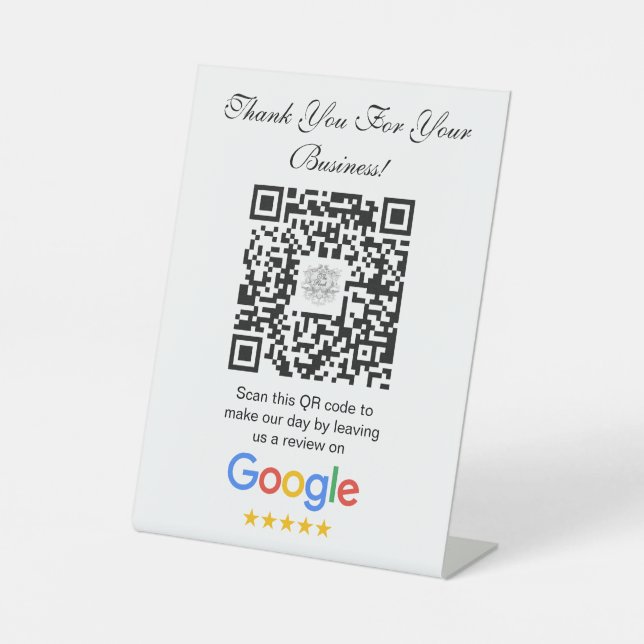Google Reviews | Business Review Link QR Code Pedestal Sign (Front)