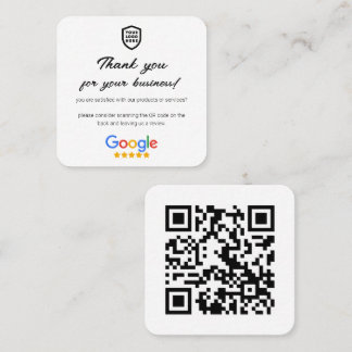 Google Reviews | Business Review Link QR Code Square Business Card