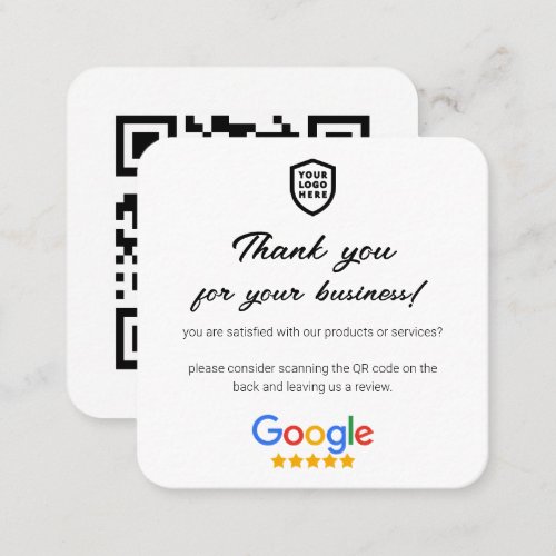 Google Reviews  Business Review Link QR Code Square Business Card