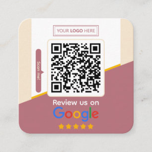 Google Reviews   Business Review Link QR Code Square Business Card