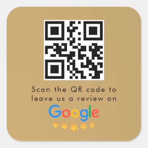 Google Reviews  Business Review Link QR Code Square Sticker