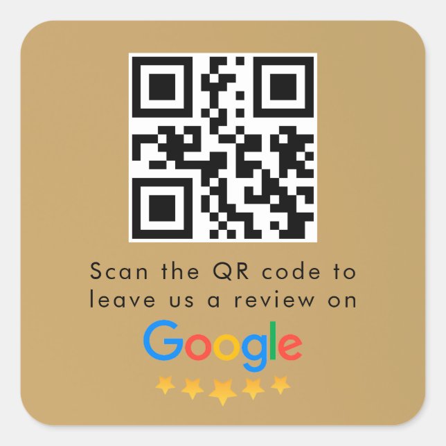 Google Reviews | Business Review Link QR Code Square Sticker (Front)