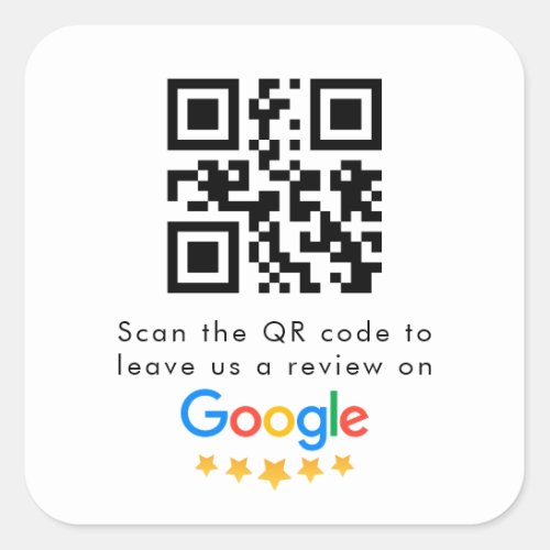 Google Reviews  Business Review Link QR Code Square Sticker
