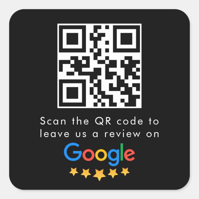 Google Reviews | Business Review Link QR Code Square Sticker (Front)
